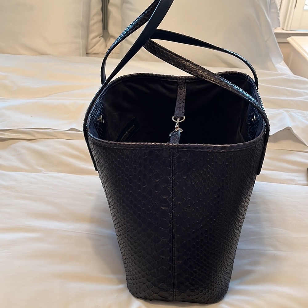 Silvano Biagini Navy Python Tote & Matching Poche… - image 3